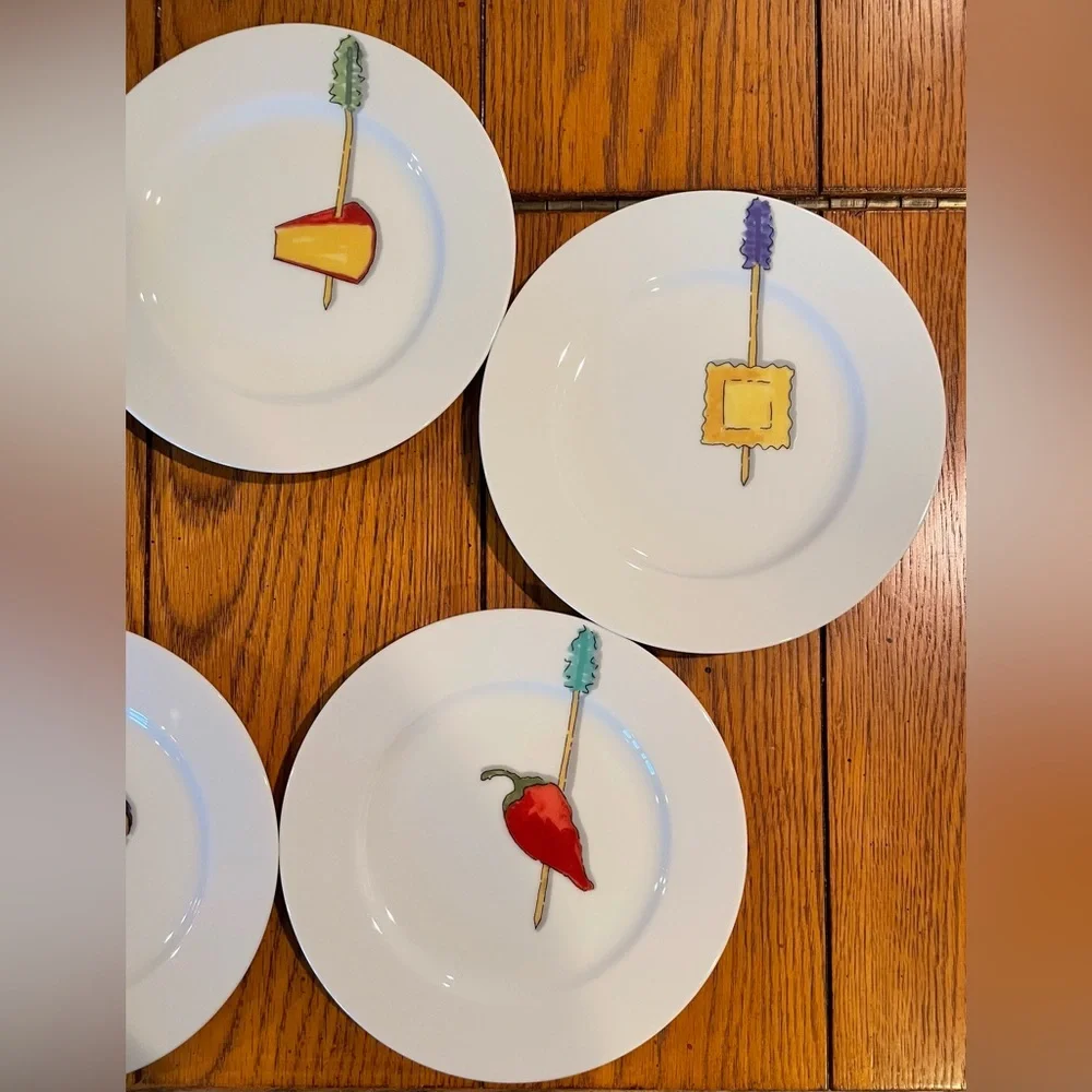 EUC Crate & Barrel Appetizer plates by Nancy Green, set of 5, ceramic/porcelain